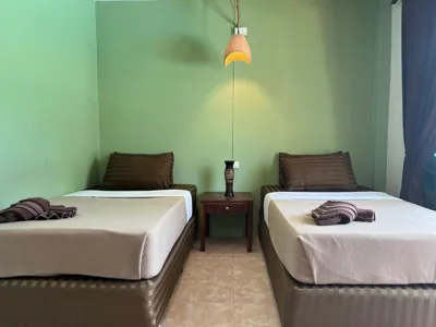 Twin Room with Pool View — Tiki Beach Koh Phangan Beach Restaurant Bar and Coworking